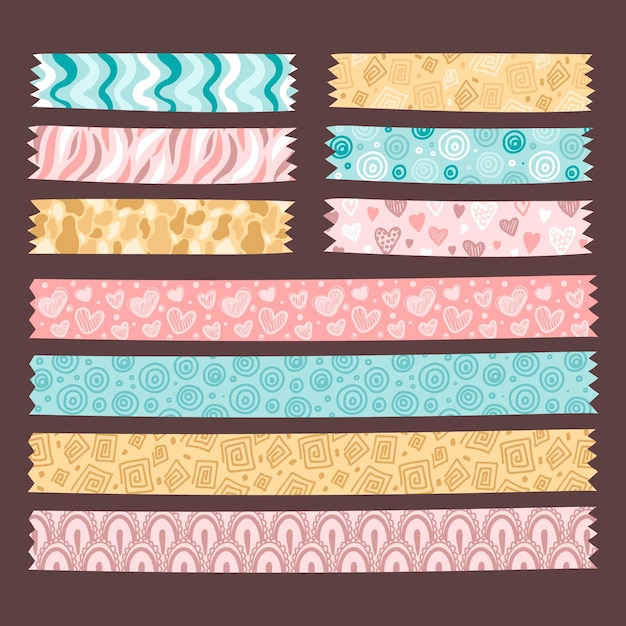 Drawn cute washi tapes pack