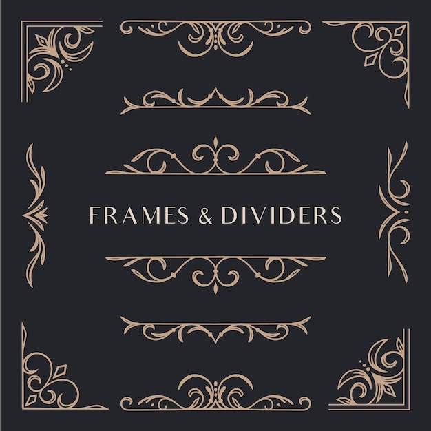 Free vector drawn elegant ornamental dividers set