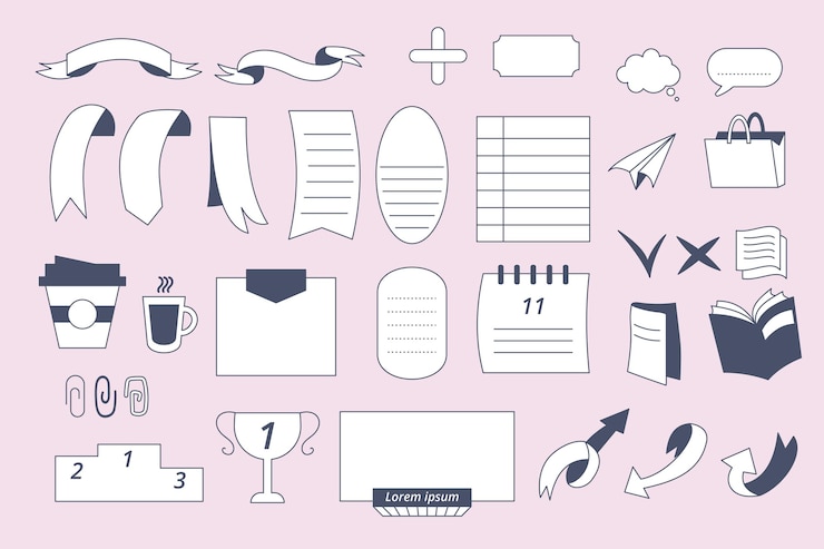 Free Vector drawn elements for bullet journals