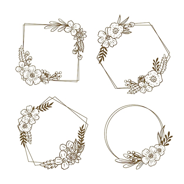 Free vector drawn floral frame pack