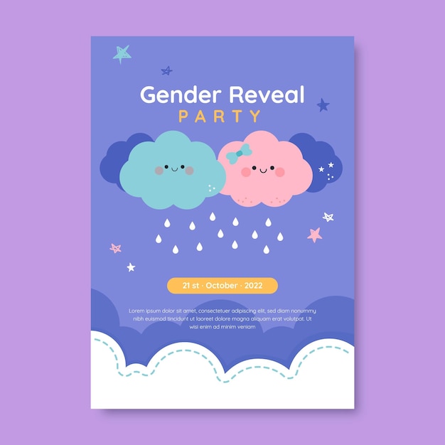 Drawn gender reveal invitation template