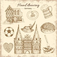 Drawn germany illustration set