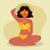 Free vector drawn girl in bikini illustration