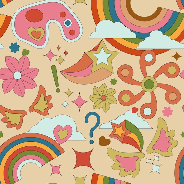 Free vector drawn groovy style pattern