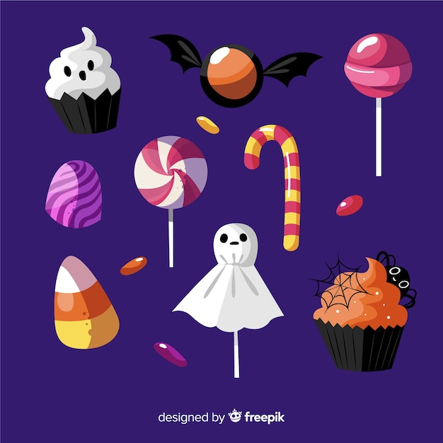 Vettore gratuito e disegnata la dolce collezione di halloween