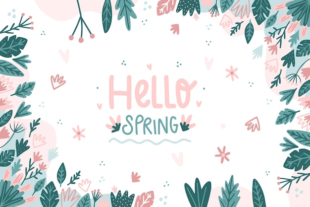 Free vector drawn hello spring background