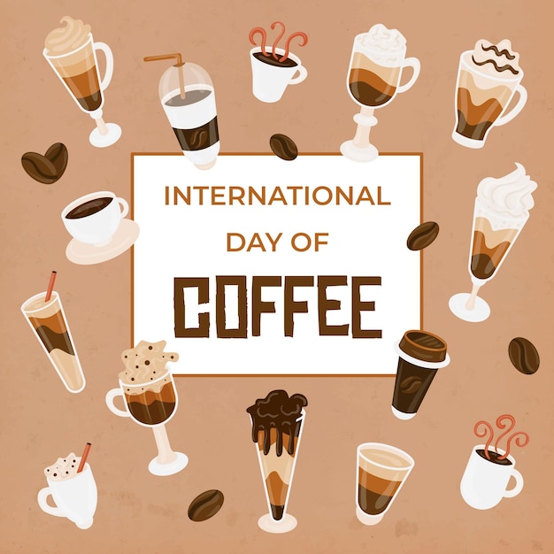 Drawn international day of coffee illustration