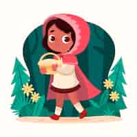 Free vector drawn little red riding hood illustration