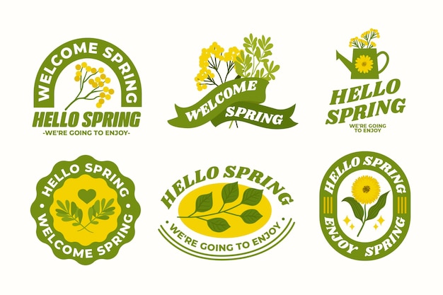 Free vector drawn lovely spring badge collection