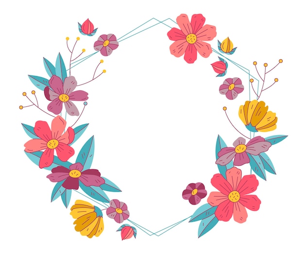 Drawn lovely spring floral frame