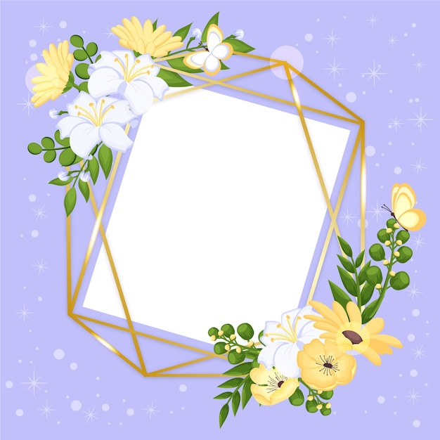 Drawn lovely spring floral frame