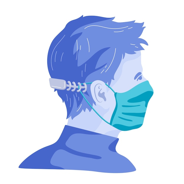 Нарисованный мужчина с регулируемым ремешком медицинской маски