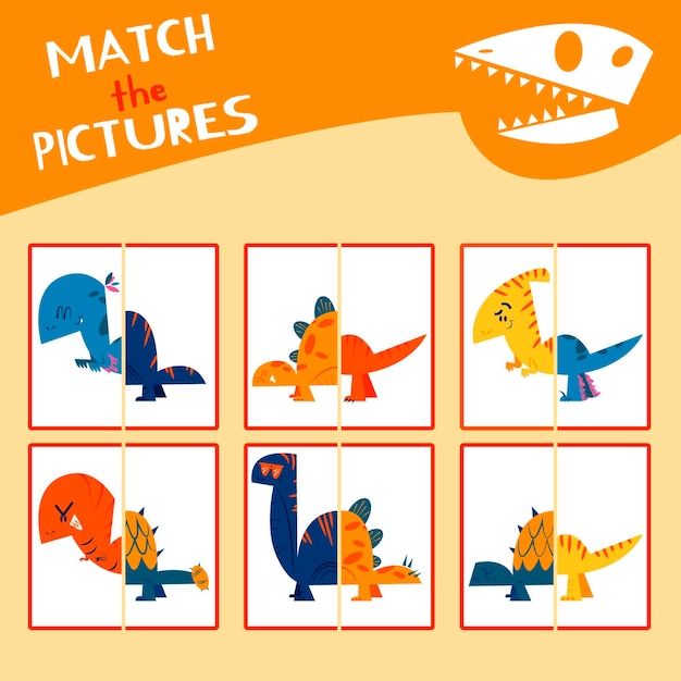 Free vector drawn match game for children