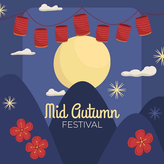 Drawn mid-autumn festival concept