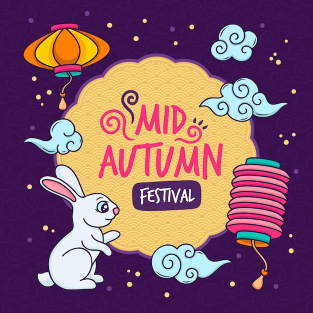 Drawn mid-autumn festival theme