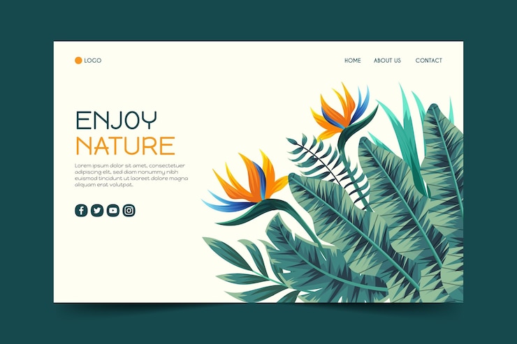 मुफ़्त वेक्टर drawn nature landing page template