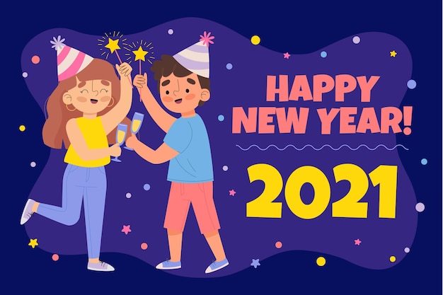 Нарисованный новый год 2021 фон