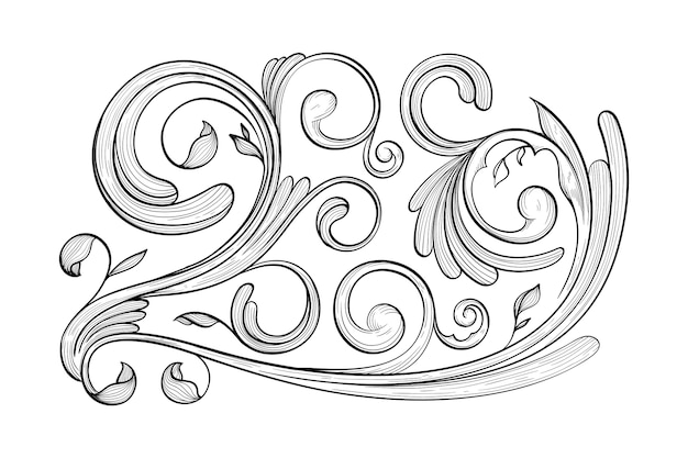 Drawn ornamental border in baroque style