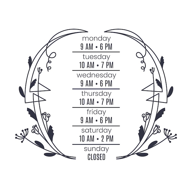 Drawn ornamental business opening hours