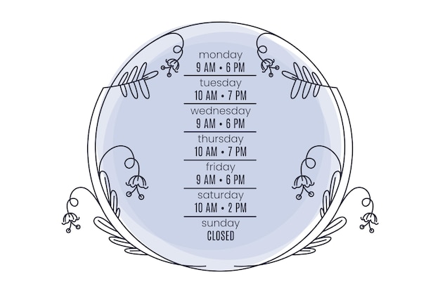 Drawn ornamental business opening hours