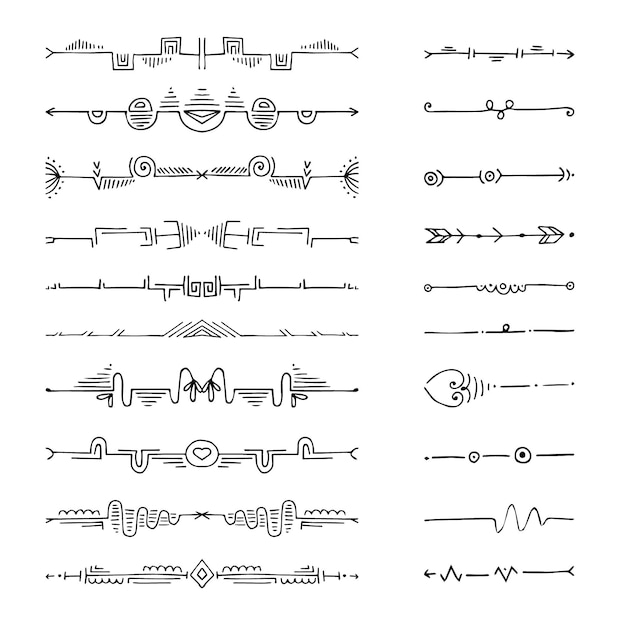 Free vector drawn ornamental dividers set