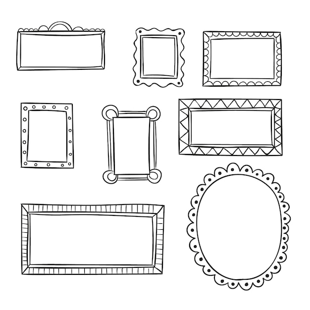 Drawn ornamental frames set