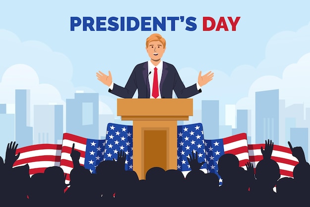 Drawn president's day promo illustrated