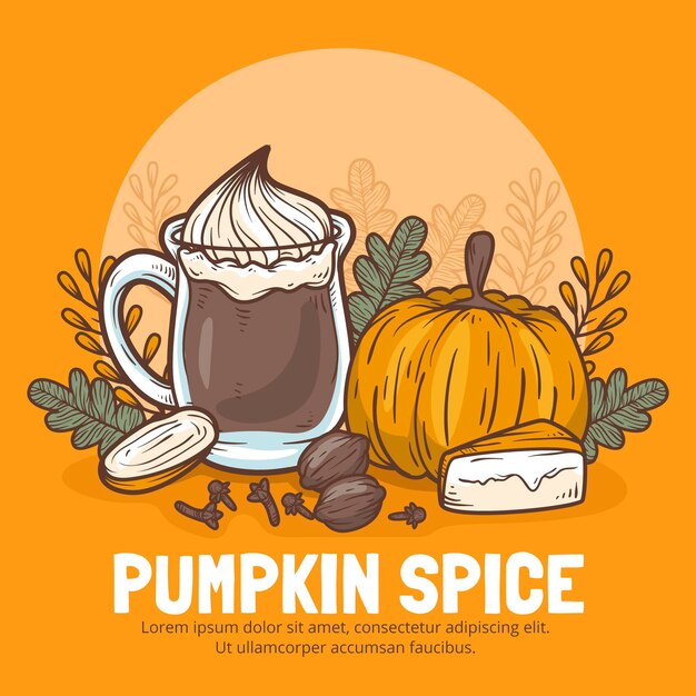 Drawn pumpkin spice illustration