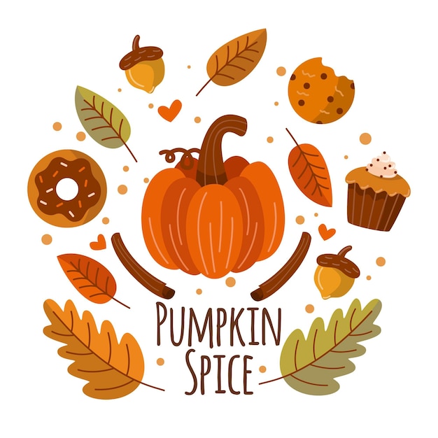 Drawn pumpkin spice illustration