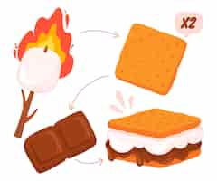 Free vector drawn s'mores dessert illustrated