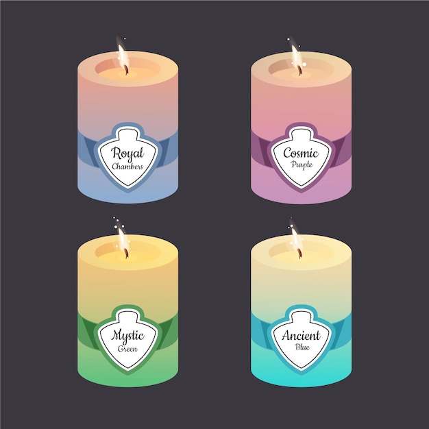 Vettore gratuito set di candele profumate disegnate