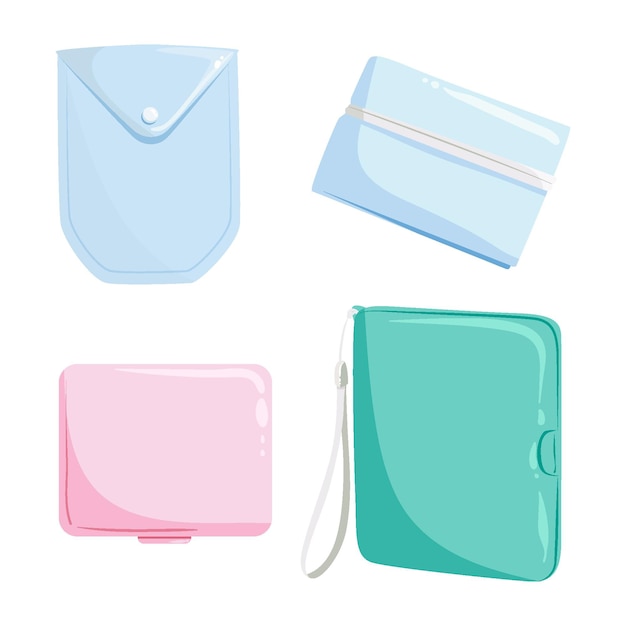 Free vector drawn set of face mask storage cases