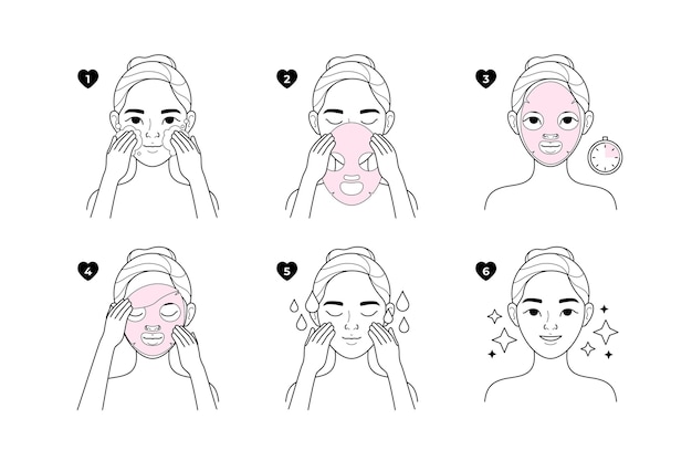 Free vector drawn sheet mask instructions