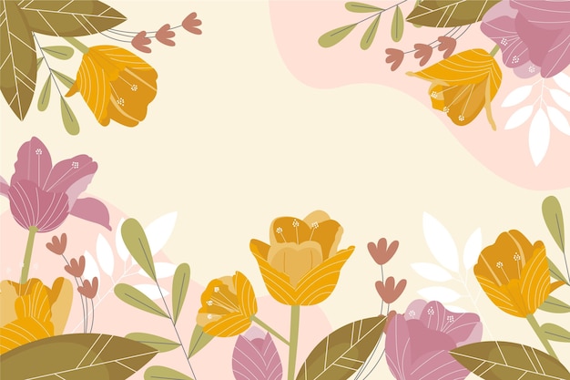 Drawn spring background with empty space