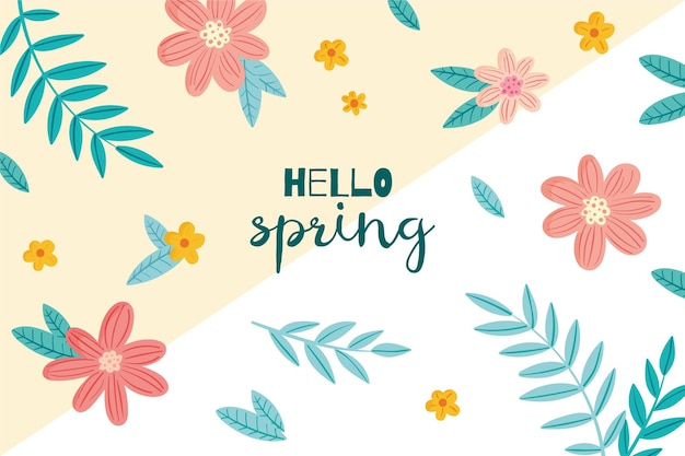 Drawn spring background with flowers