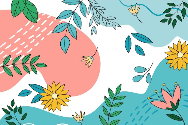 Free vector drawn spring background with flowers