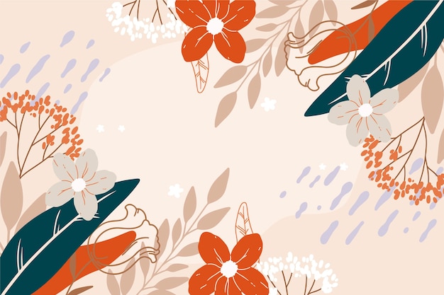Drawn spring background with flowers