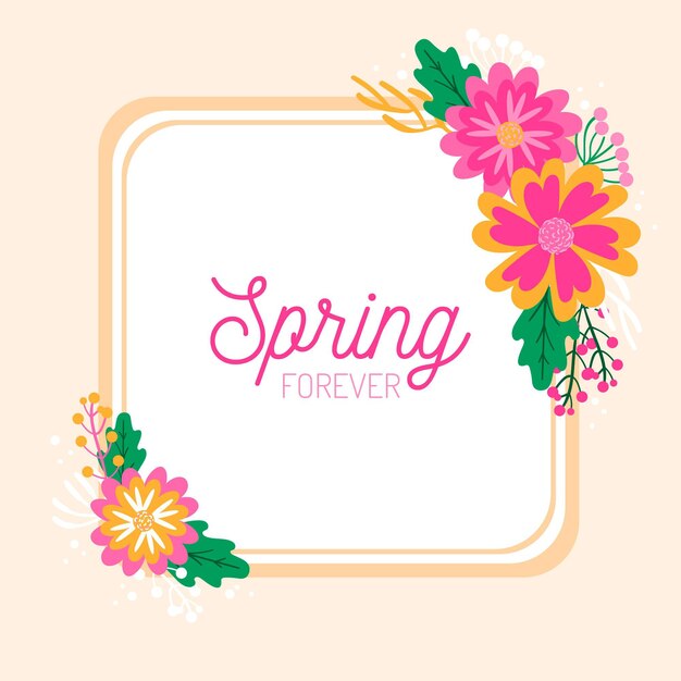 Drawn spring floral frame