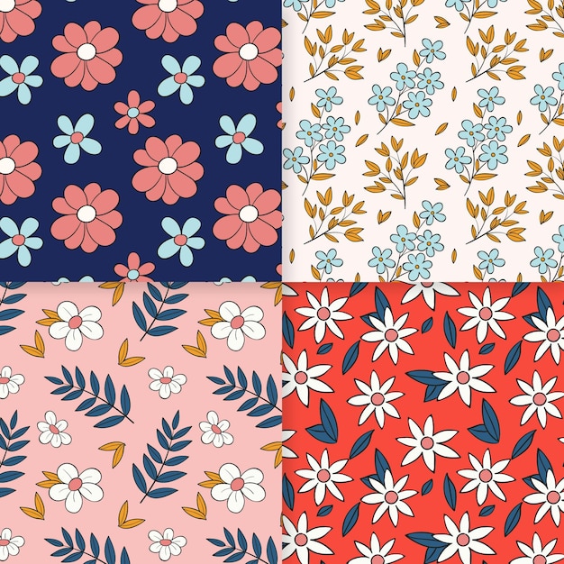 Free vector drawn spring pattern collection