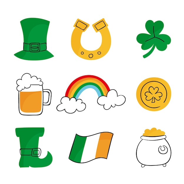 Free vector drawn st. patrick's day elements pack