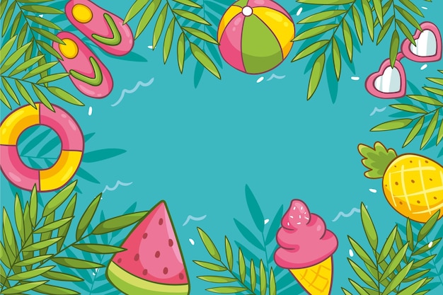 Free vector drawn summer background concept