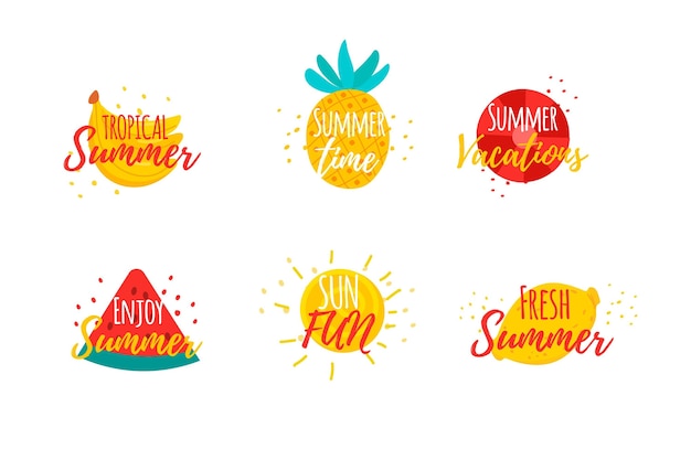 Drawn summer badges theme