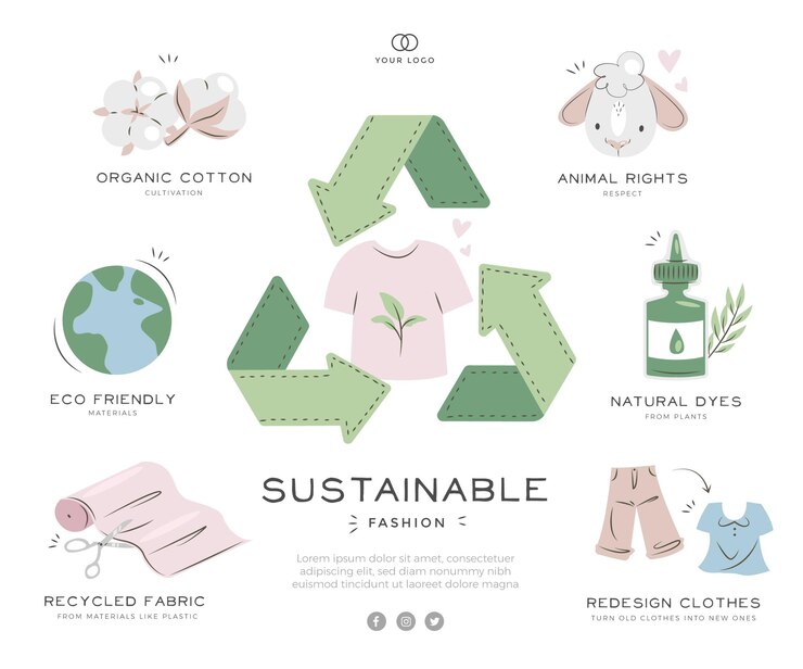 Free Vector drawn sustainable fashion infographic