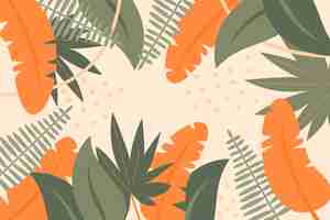 Free vector drawn tropical leaves background