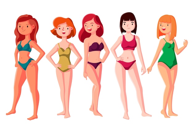 Tipi disegnati di forme del corpo femminile