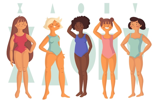 Tipi disegnati di forme del corpo femminile