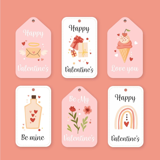 Drawn valentine's day badges set