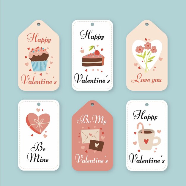 Drawn valentine's day badges