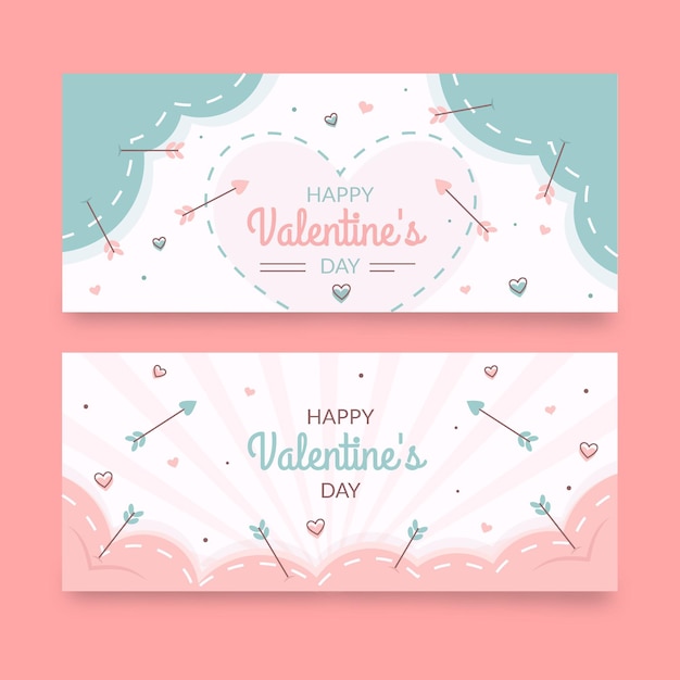 Free vector drawn valentine's day banners collection