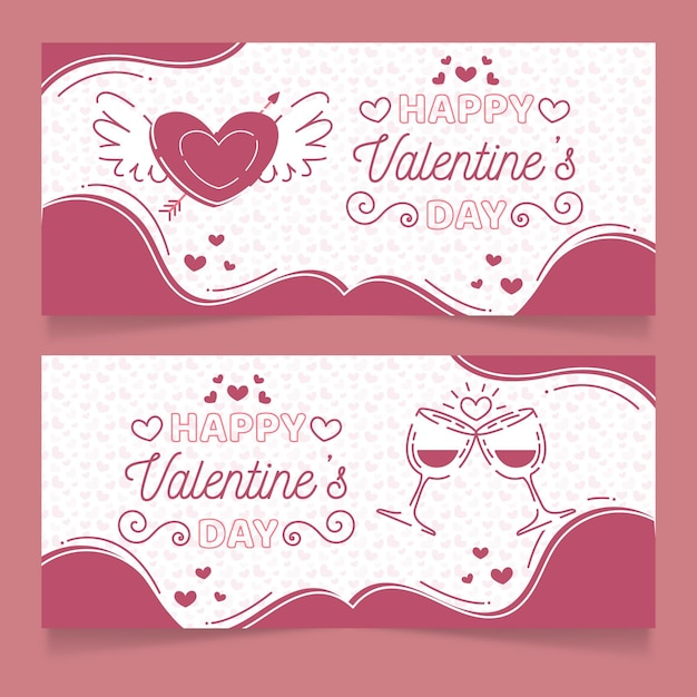 Set di banner disegnati di san valentino